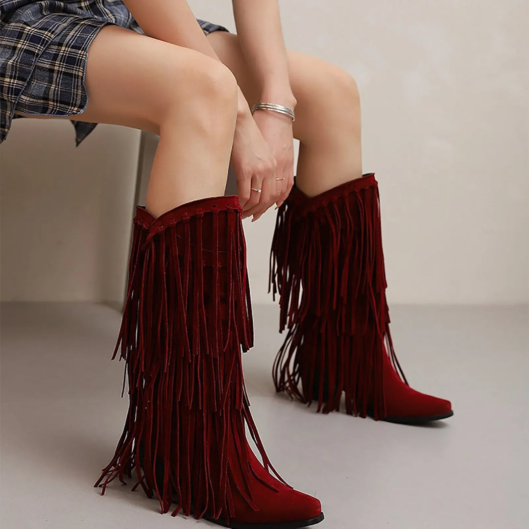 Savanna Fringe Tassel Boots - London Lake
