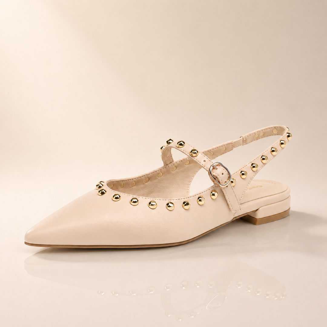 Simone Studded Slingback Flats - London Lake