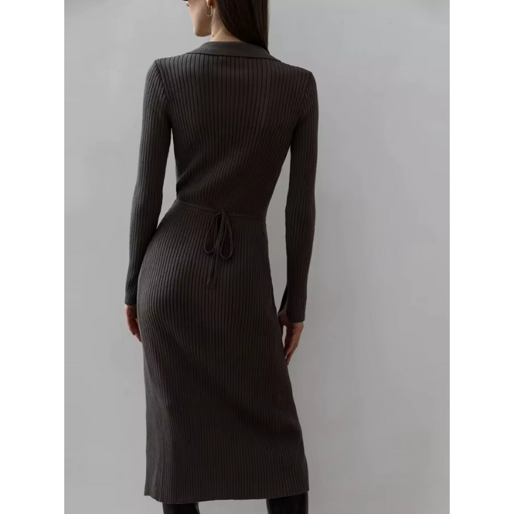 Slim Knitted Midi Dress - London Lake