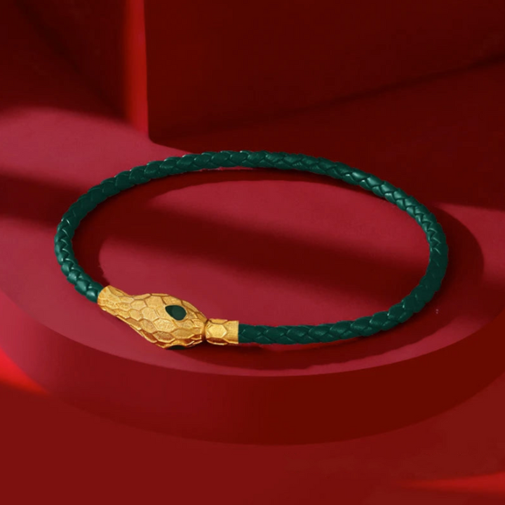 Serpent Leather Wrap Bracelet - London Lake