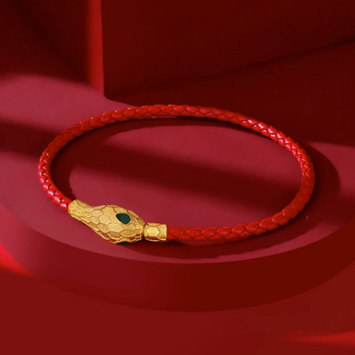 Serpent Leather Wrap Bracelet - London Lake