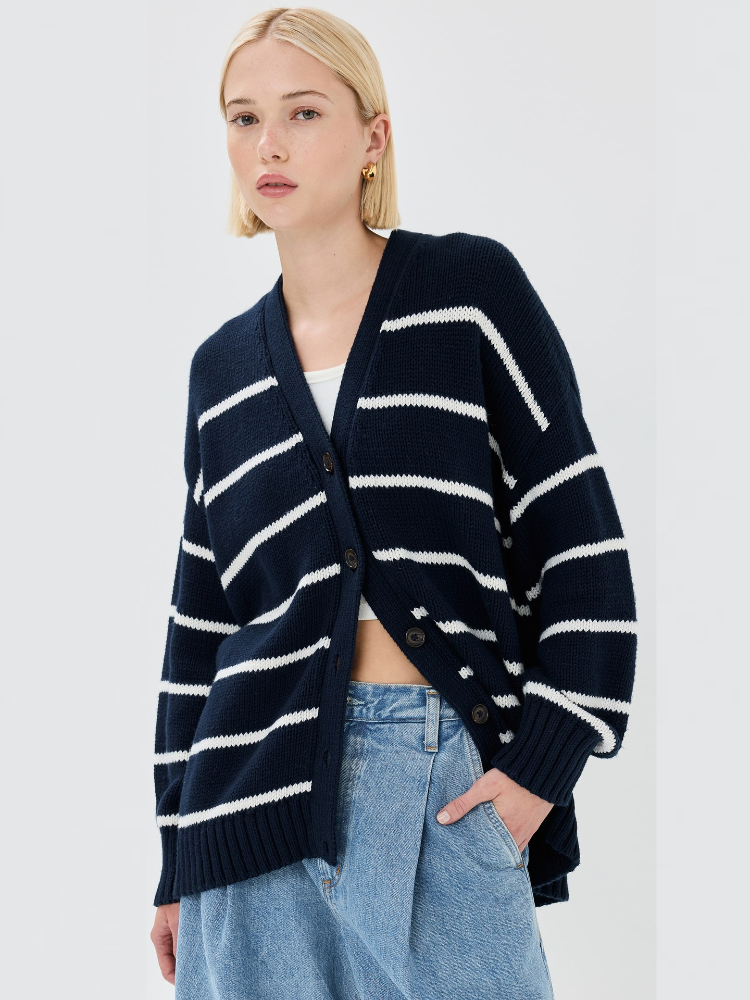 Marina Stripe Cardigan - London Lake