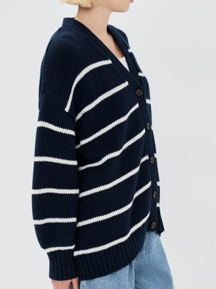 Marina Stripe Cardigan - London Lake