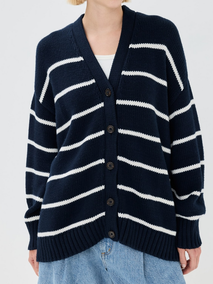 Marina Stripe Cardigan - London Lake