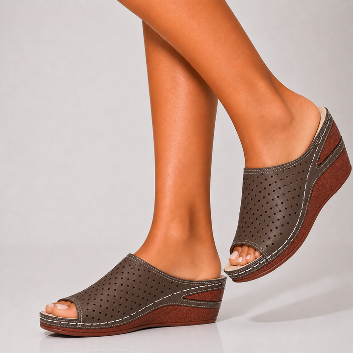 Thea Open-Toe Wedge Sandals - London Lake