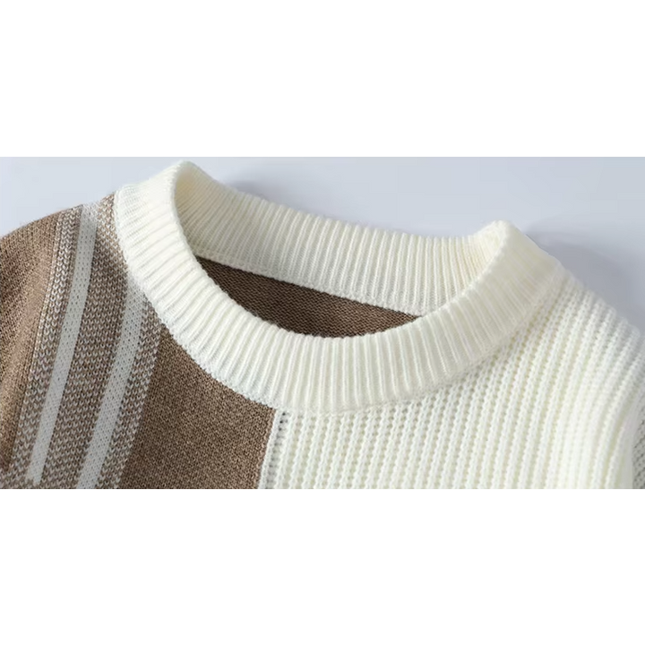 Driftwood Plaid Crew Knit Sweater - London Lake