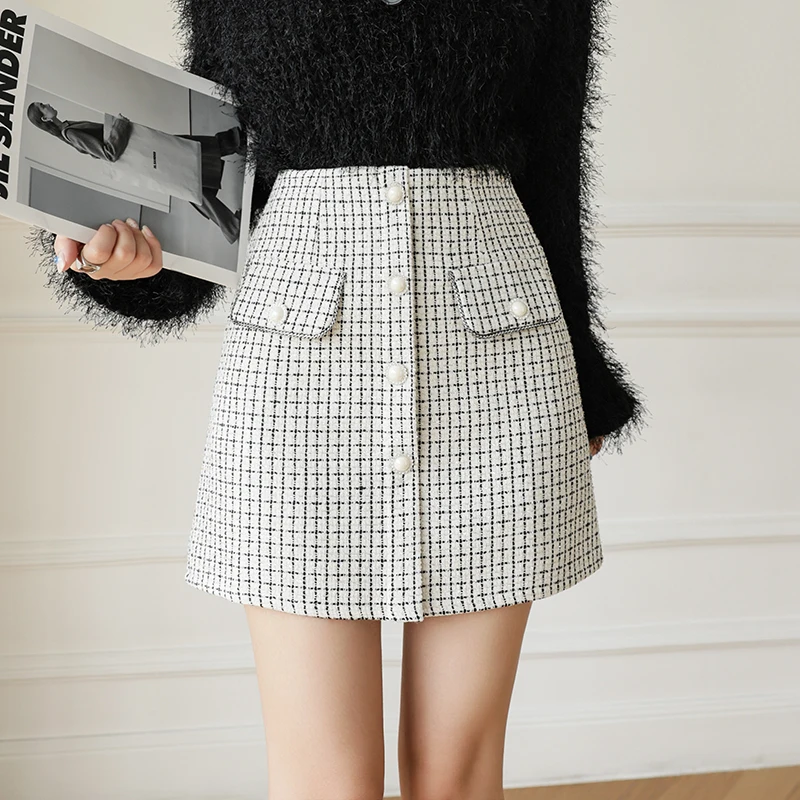 Modena Tweed Skirt - London Lake