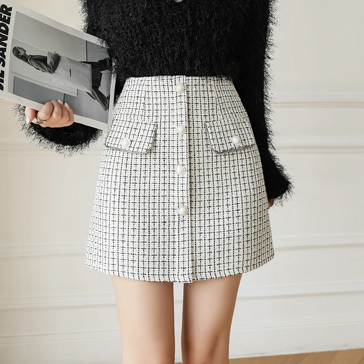 Modena Tweed Skirt - London Lake