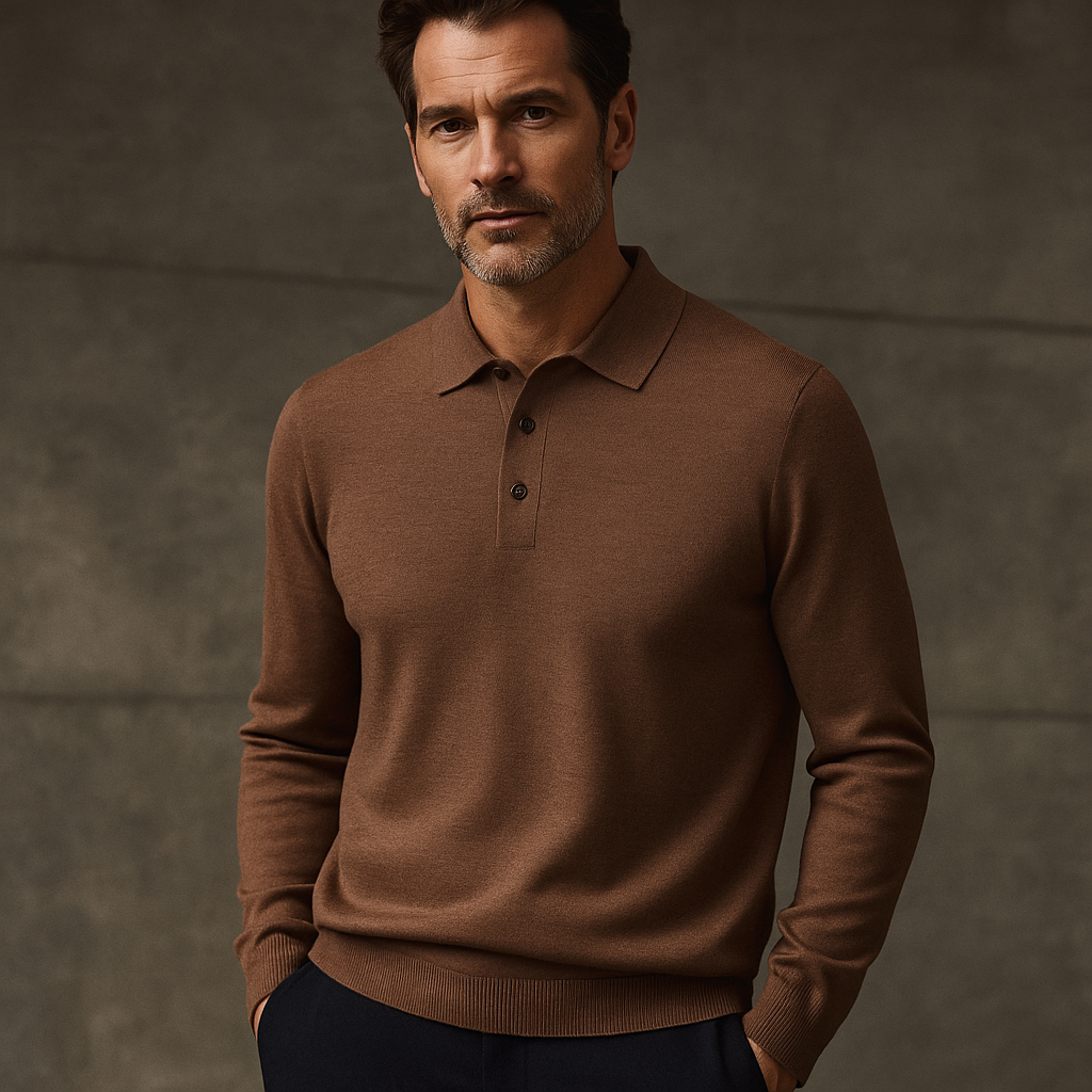 Ultimate Merino Cashmere Polo Sweater - London Lake