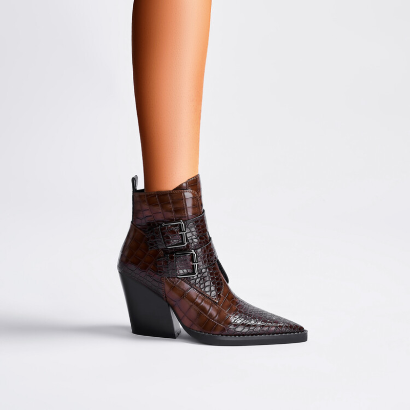 Westline Buckle Leather Boots - London Lake