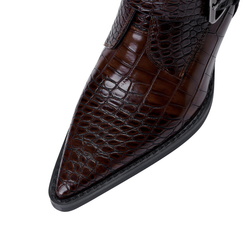 Westline Buckle Leather Boots - London Lake