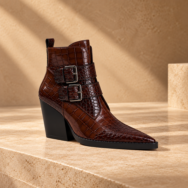 Westline Buckle Leather Boots