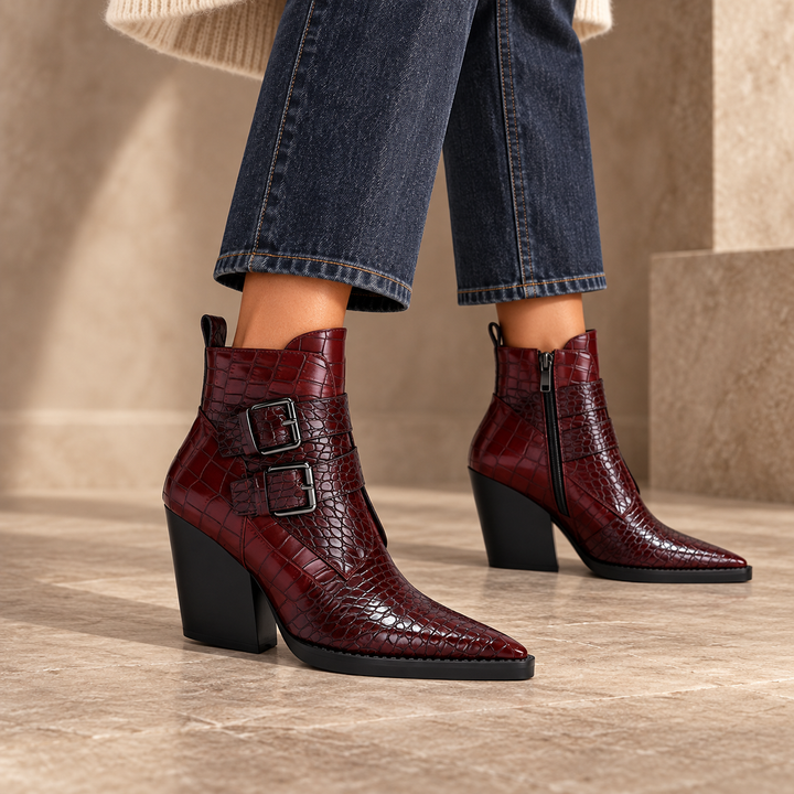 Westline Buckle Leather Boots