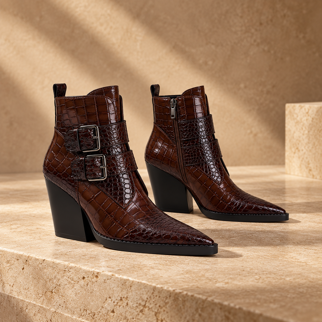 Westline Buckle Leather Boots