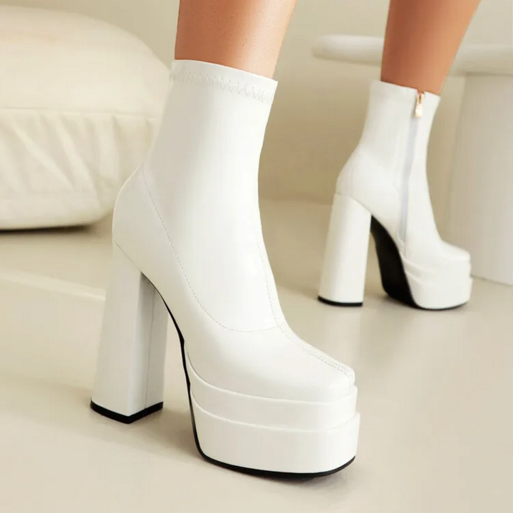 High Heeled Zipper Ankle Platform Boots - London Lake