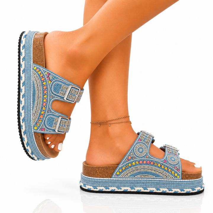 Magnolia Rhinestone Cork Sandals