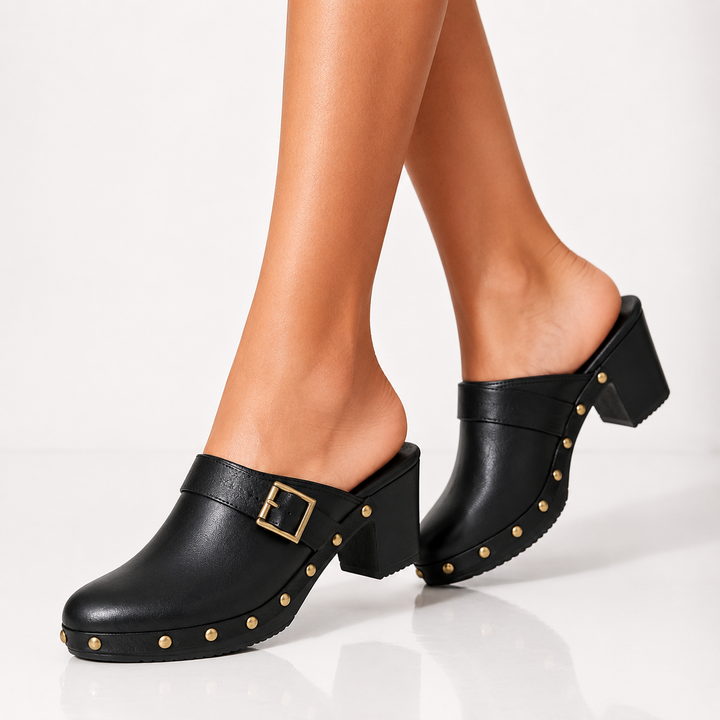 Brigitte Studded Mules - London Lake