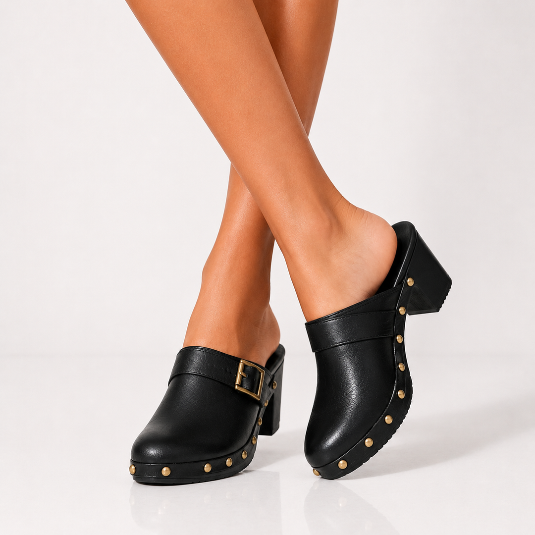 Brigitte Studded Mules - London Lake