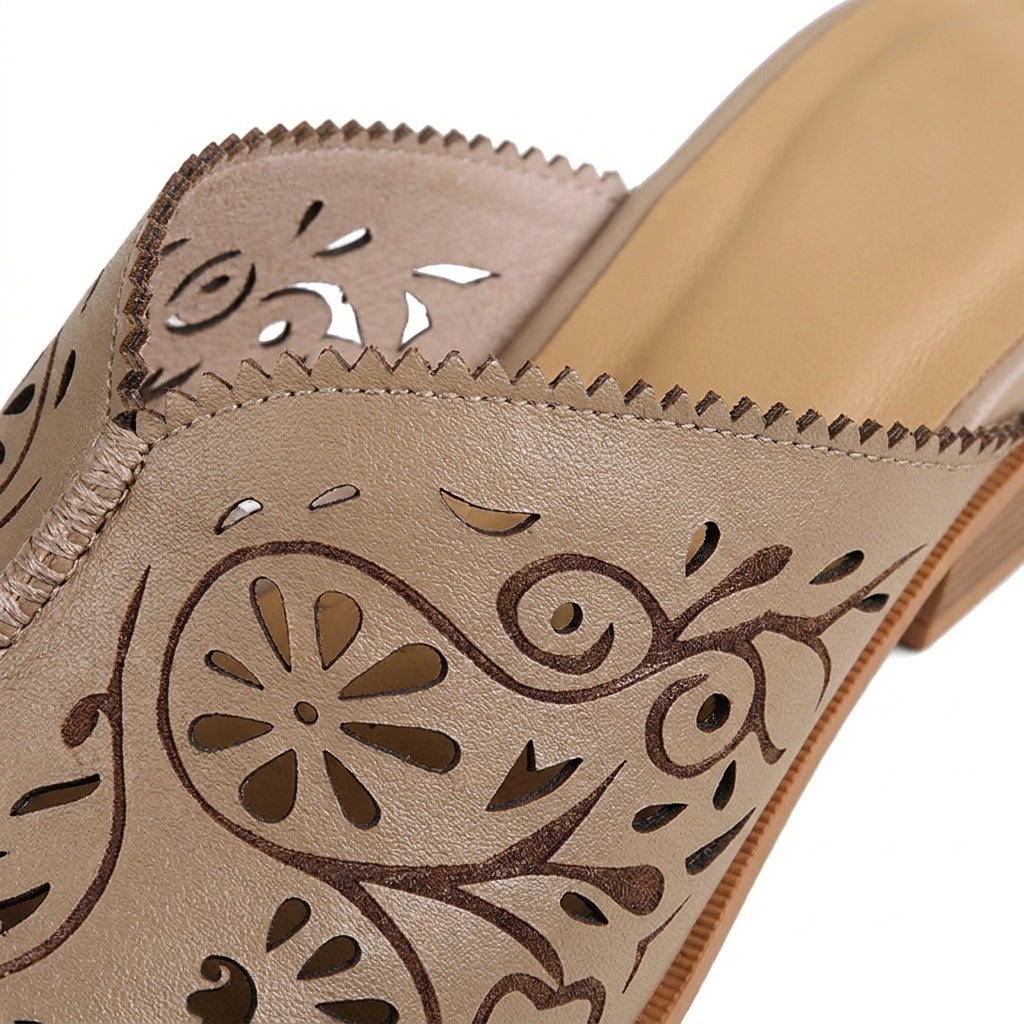 Beige Elodie Filigree Heels material close-up