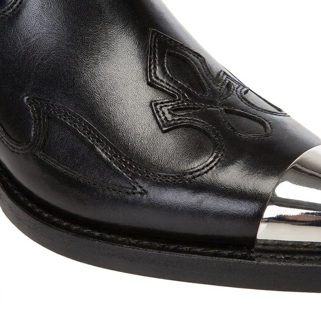Black Sabine Western Ankle Boots material close-up
