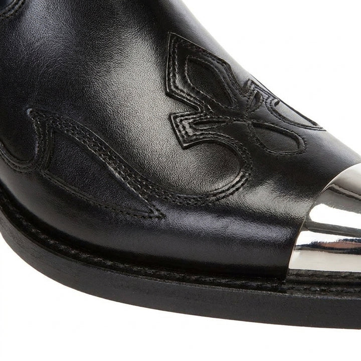 Black Sabine Western Ankle Boots material close-up