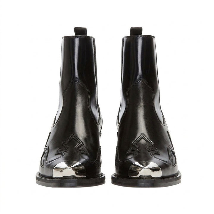 Black Sabine Western Ankle Boots, front view