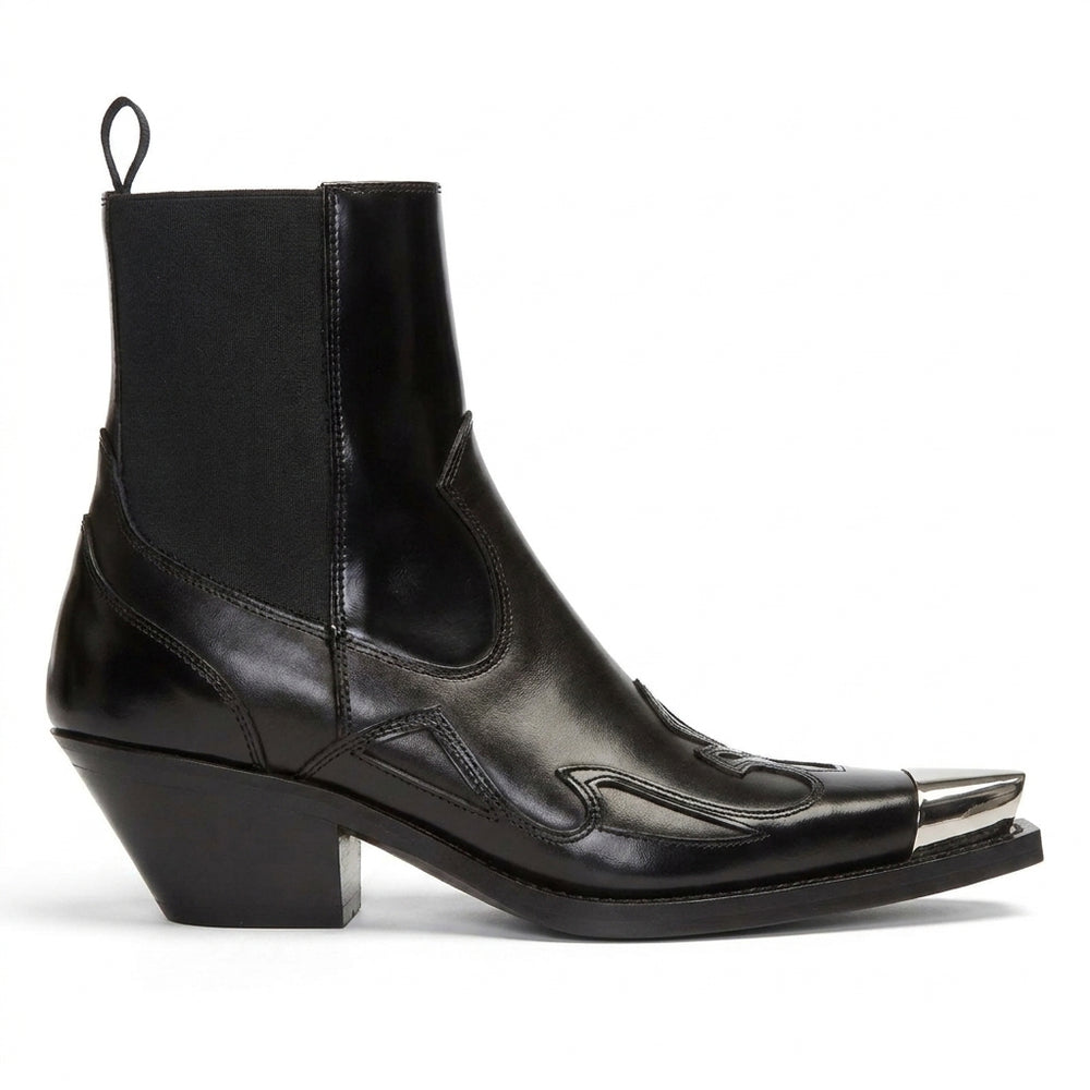 Black Sabine Western Ankle Boots, side profile