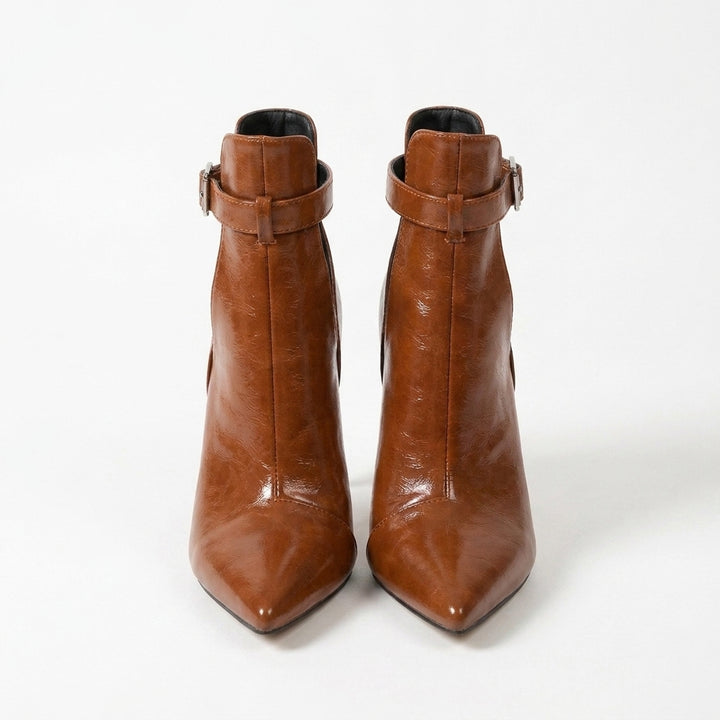 Brown Petra Cutout Ankle Boots, women's cutout ankle boots, front view