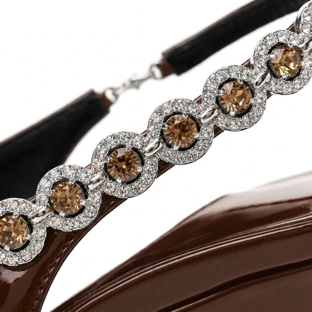 Chocolate Vesper Crystal Slingbacks material close-up