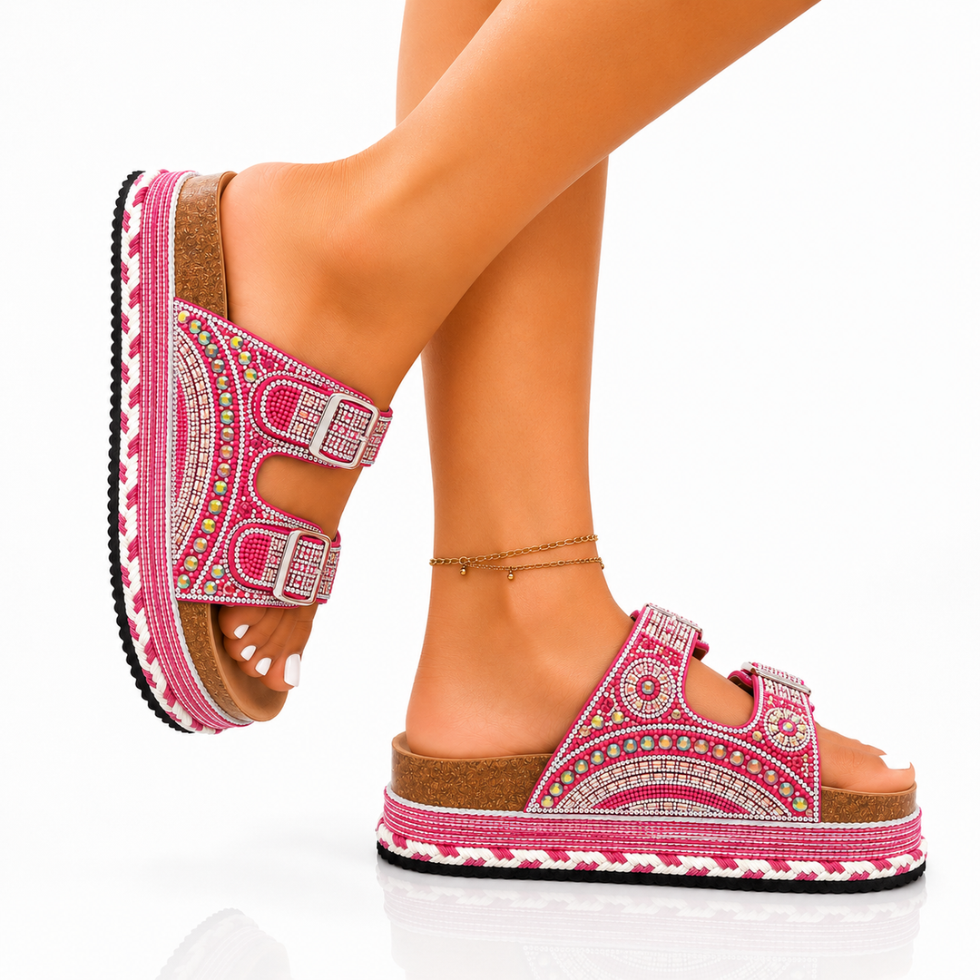 Magnolia Rhinestone Cork Sandals