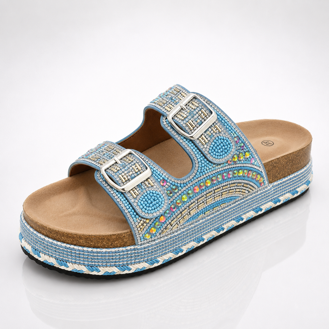 Magnolia Rhinestone Cork Sandals