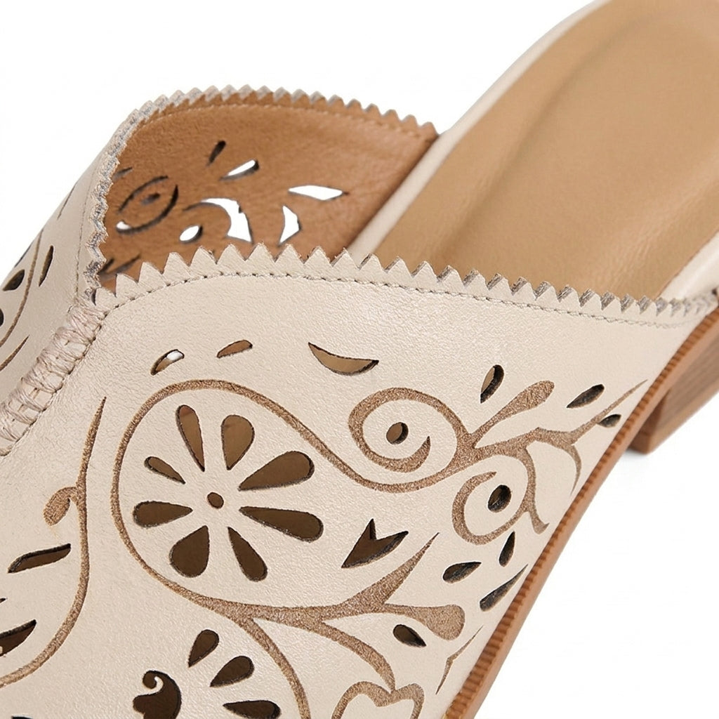 Cream Elodie Filigree Heels material close-up