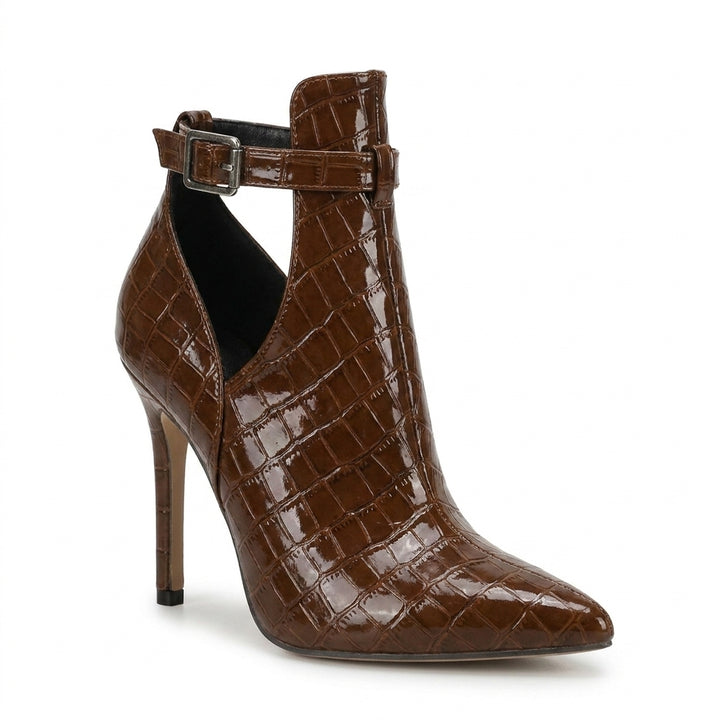 Dark Brown Petra Cutout Ankle Boots, women's cutout ankle boots, side profile