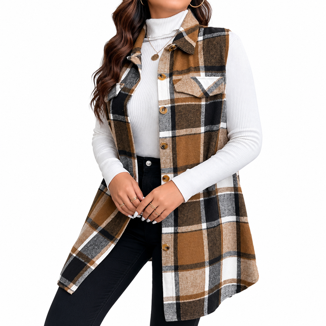 Evelyn Plaid Vest