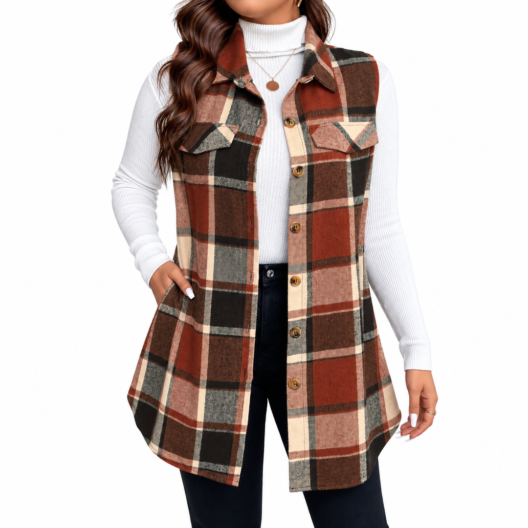 Evelyn Plaid Vest