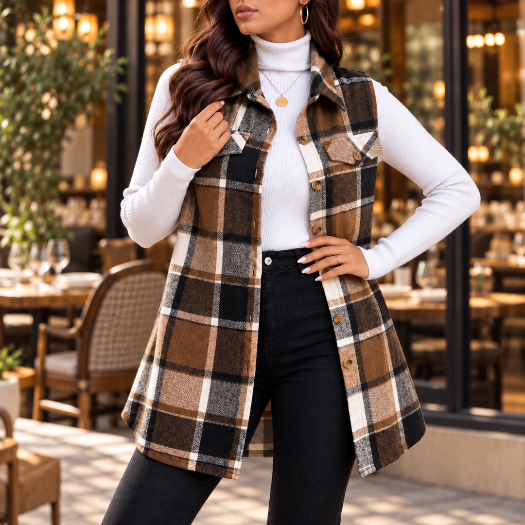 Evelyn Plaid Vest