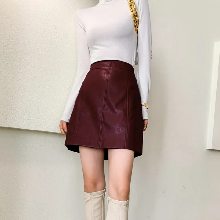 Aurelia Leather Skirt - London Lake