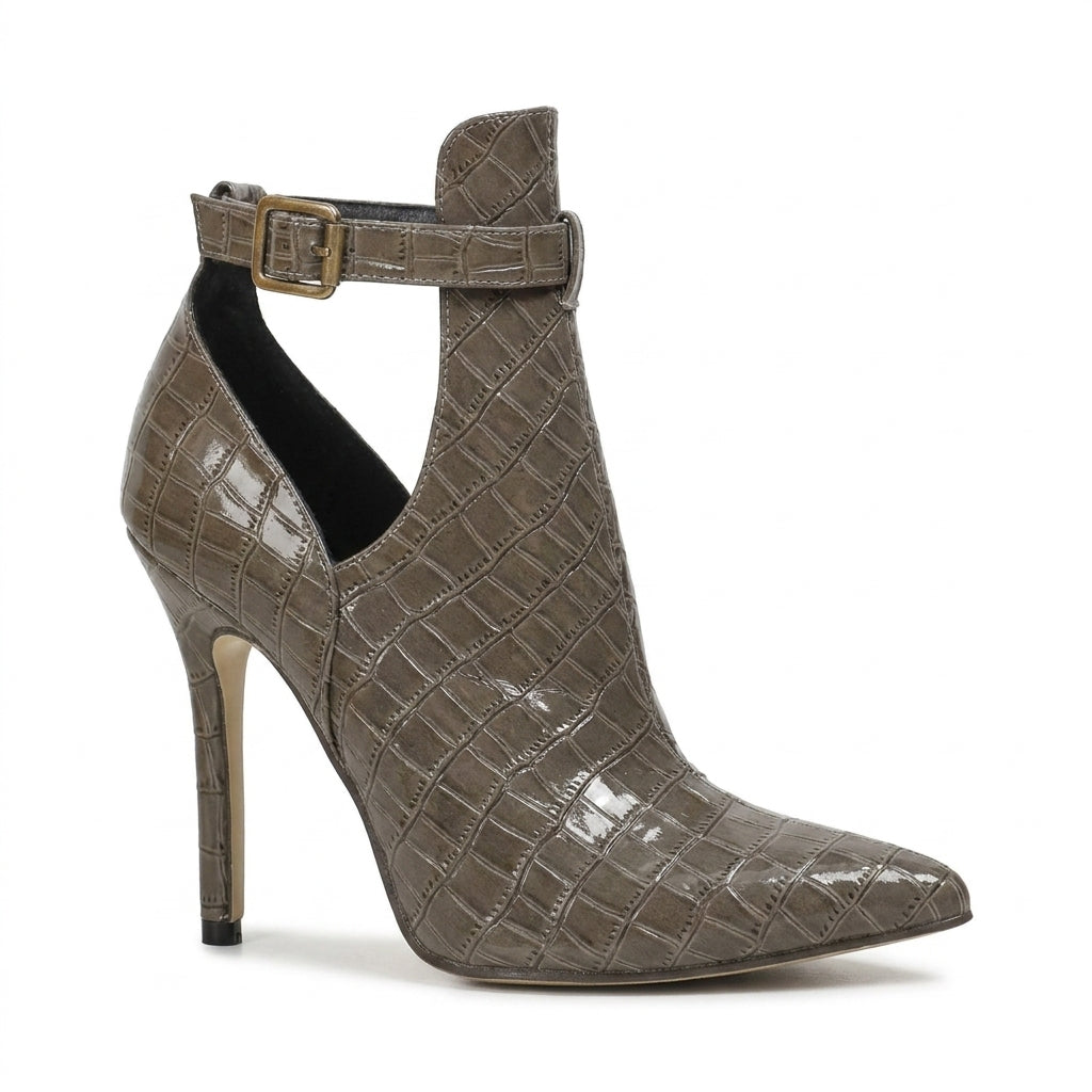 Gray Petra Cutout Ankle Boots, women's cutout ankle boots, side profile