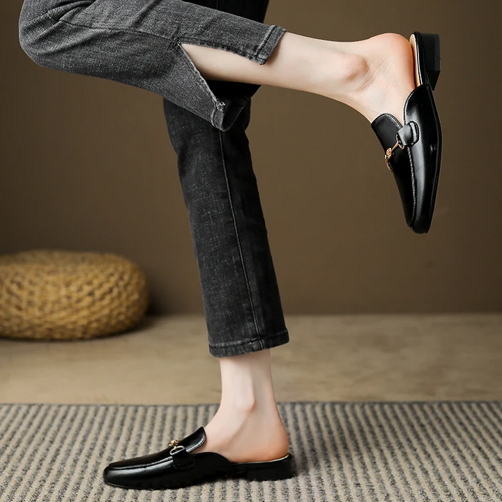 Harper Leather Mules - London Lake