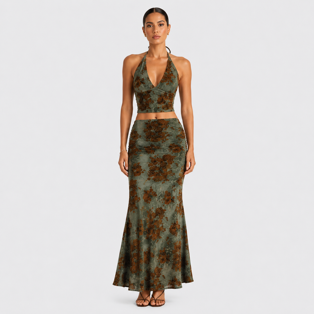 Boho Halter Maxi Set