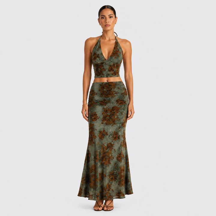 Boho Halter Maxi Set