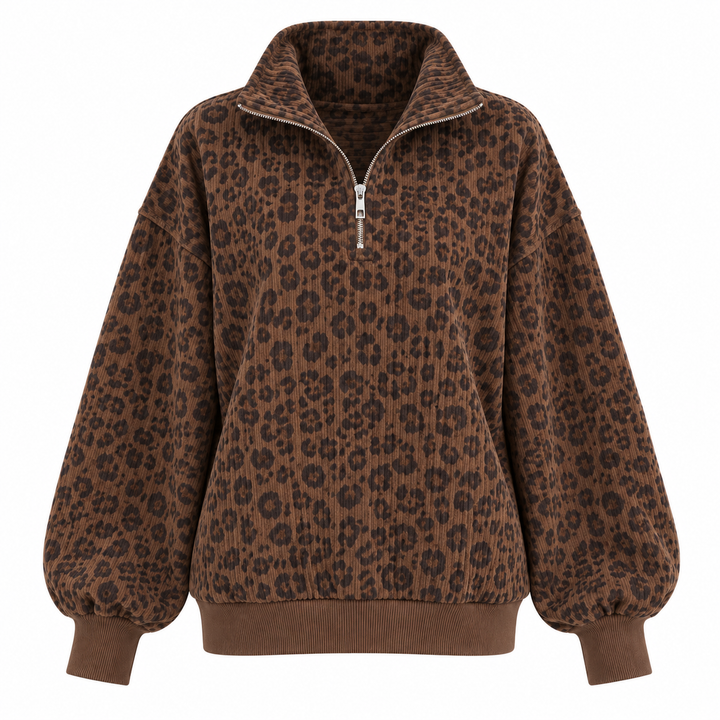 Maya Leopard Quarter-Zip Pullover