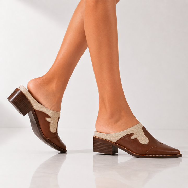 Nadine Leather Mules - London Lake