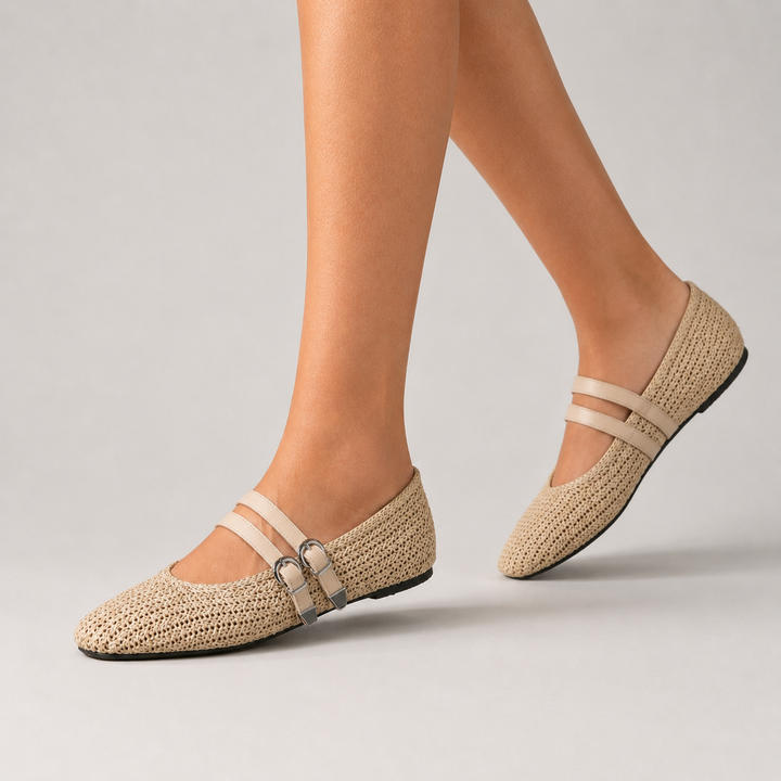 Odette Double Strap Flats - London Lake