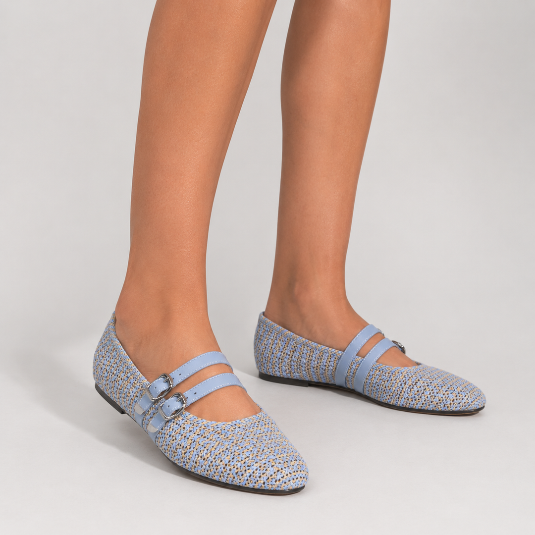 Odette Double Strap Flats - London Lake