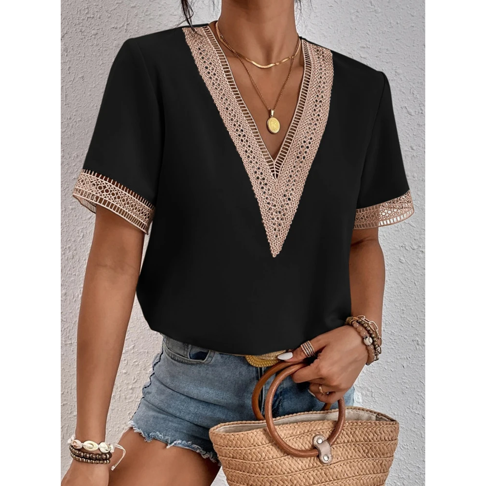 Paloma Lace V-Neck - London Lake