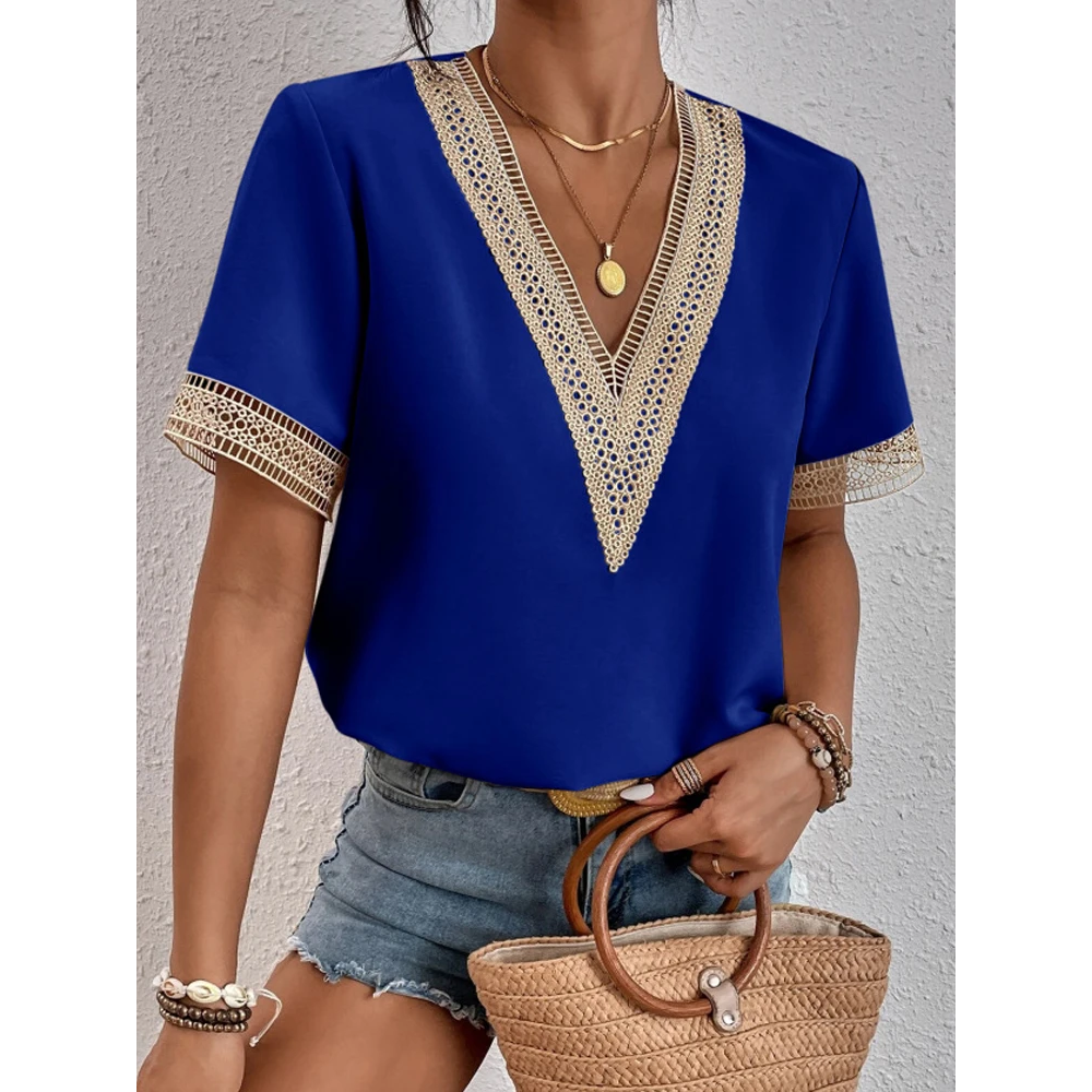 Paloma Lace V-Neck - London Lake