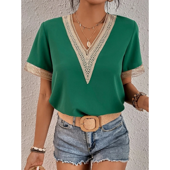 Paloma Lace V-Neck - London Lake