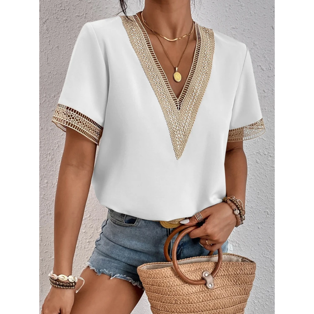 Paloma Lace V-Neck - London Lake