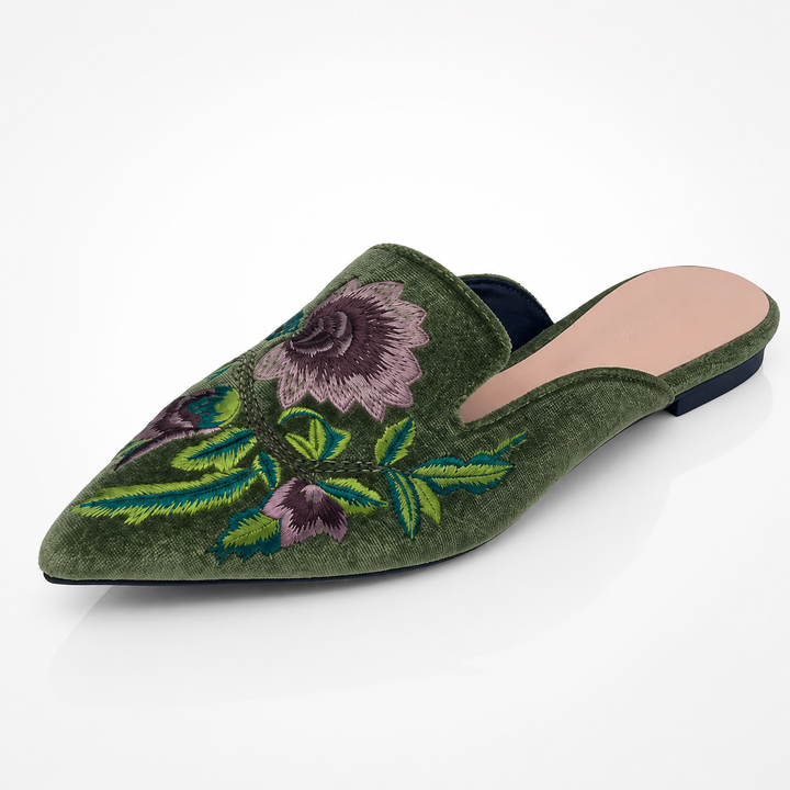 Sabrina Floral Velvet Mules